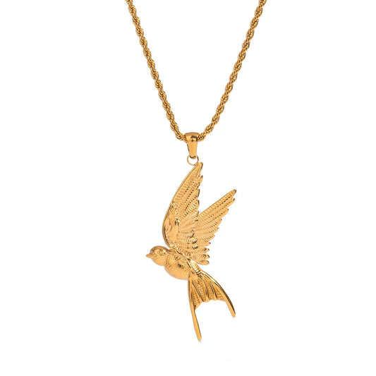 18K Gold Plated Dove-Pendant Rope Necklace