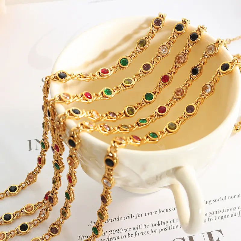 18K Gold Plated Colour ZC Fish Eye Necklace