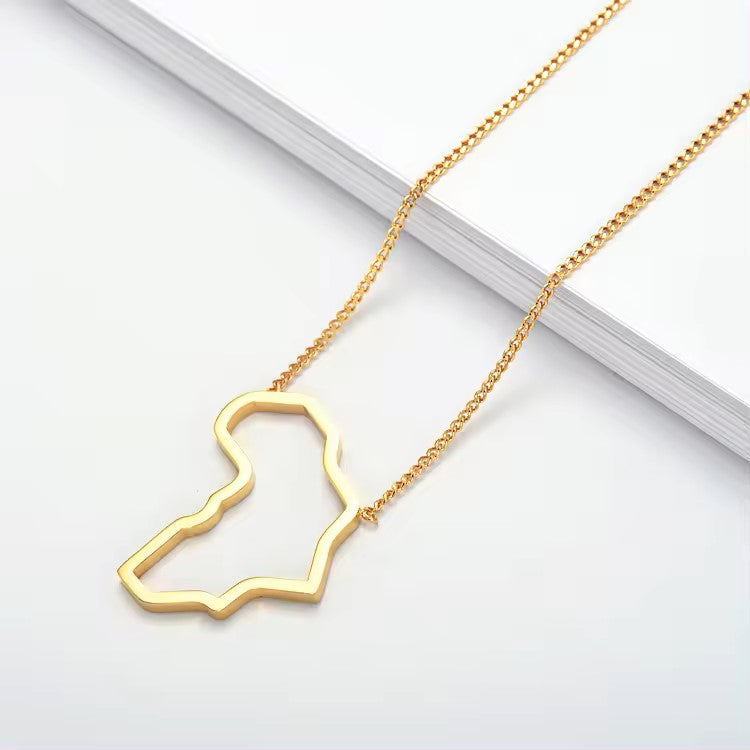 18K Gold African Map Necklace