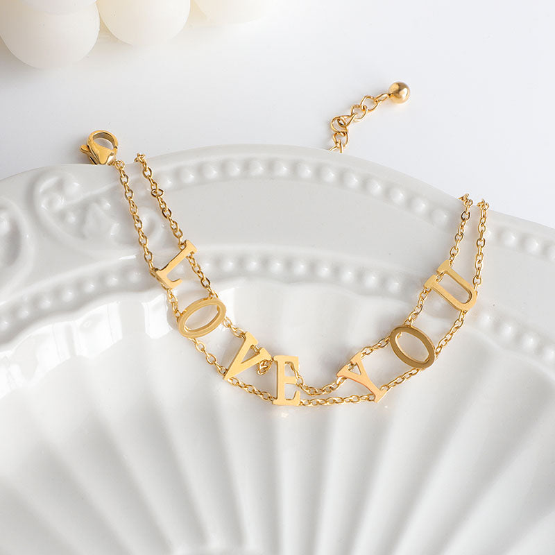 18K Gold Plated Double Row Chain Bracelet