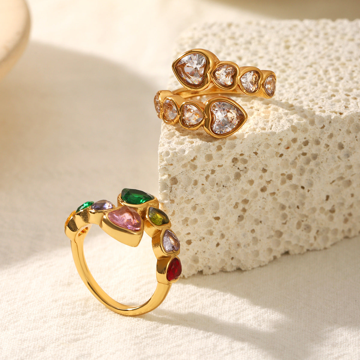 18K Zirconia Heart Open Ring