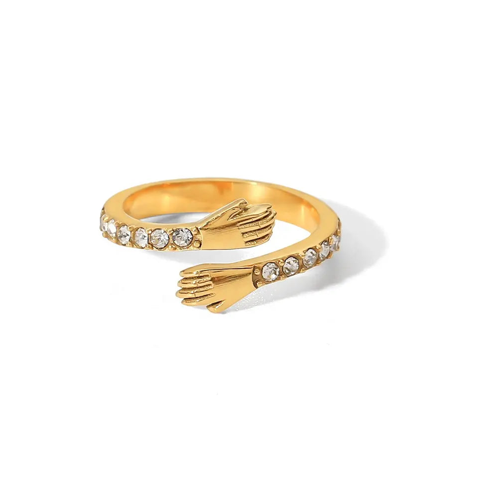 18k Gold Plated CZ Self Love Hug Me Ring (adjustable)