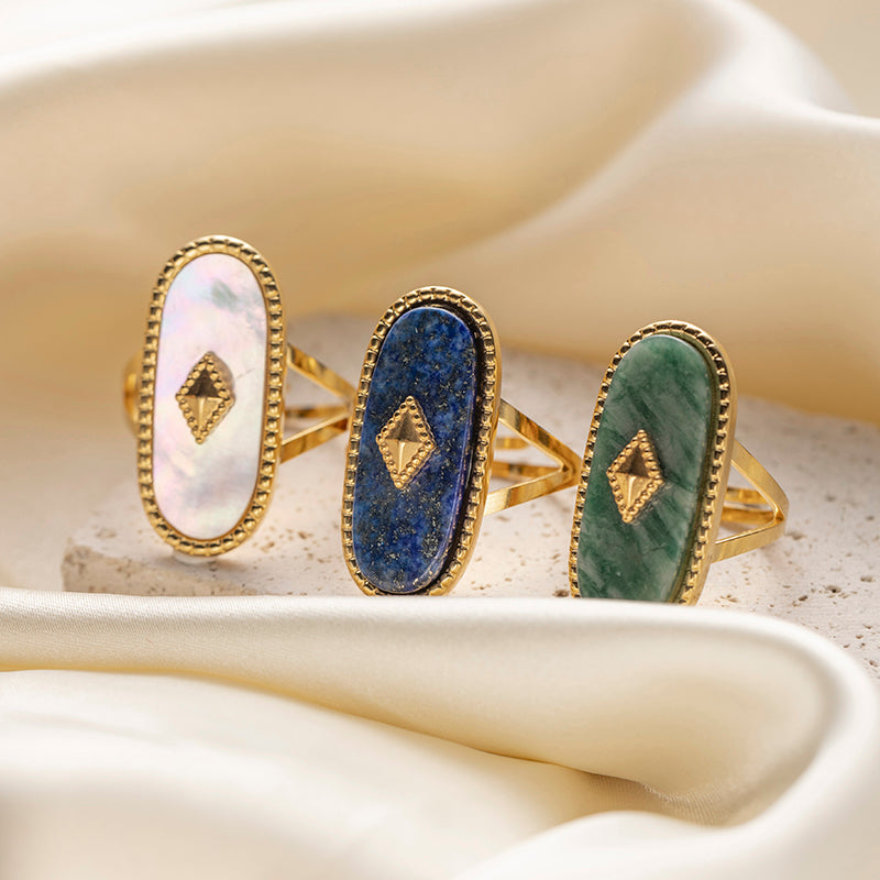 18K Gold Plated Natural Stone Retro Ring (Adjustable)