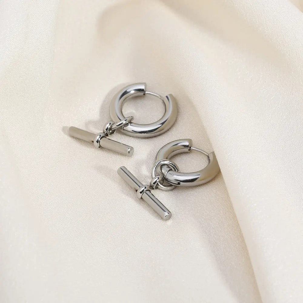 18K Gold Plated OT Huggie Earrings