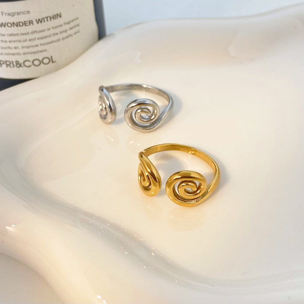 18K Gold Plated Double Spiral Open Ring (Adjustable)
