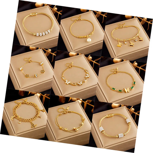 18K Gold Plated Butterfly Charm Assorted Bracelets