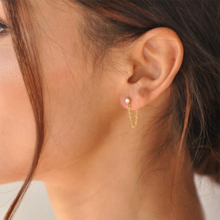 18K Gold Plated ZC Link Chain Stud Earring