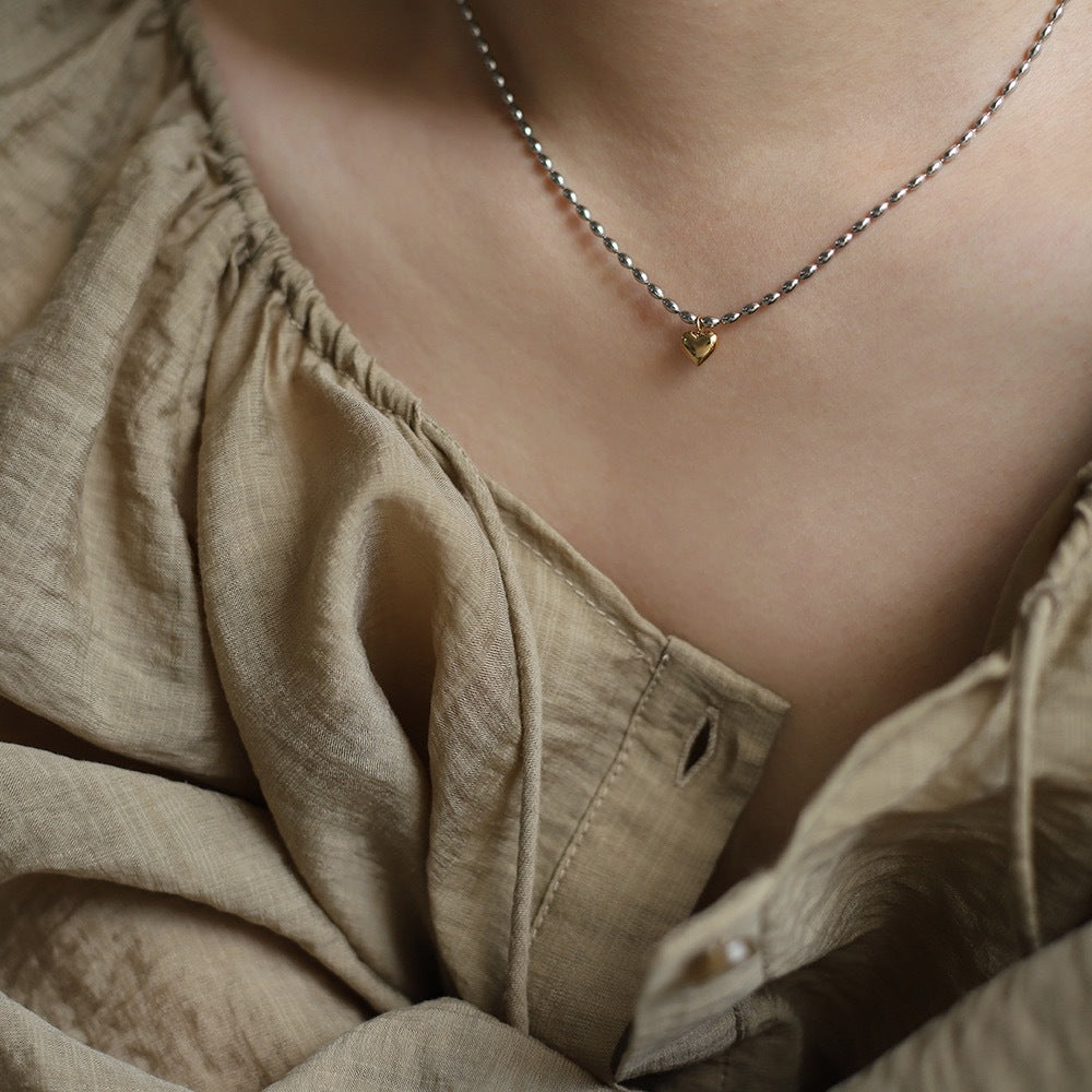 18K Gold Plated Two-Toned Heart Pendant Necklace