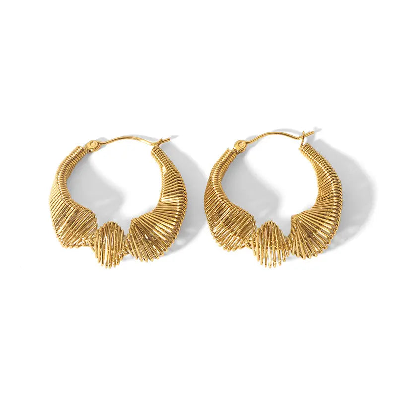 18K Gold Plated Retro Wired Hoop Earrings