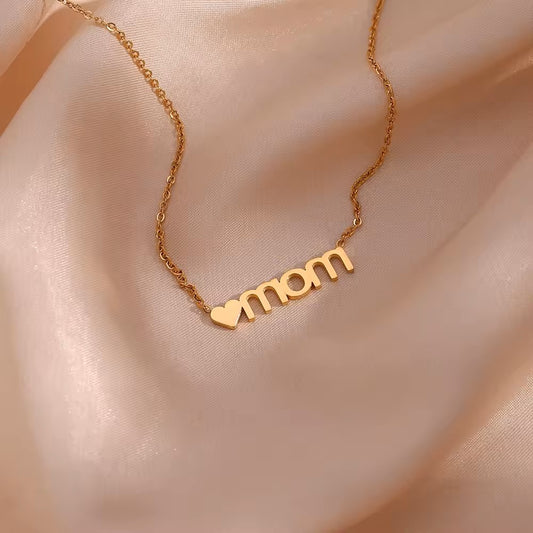 18K Gold Plated Mom Heart Pendant Necklace