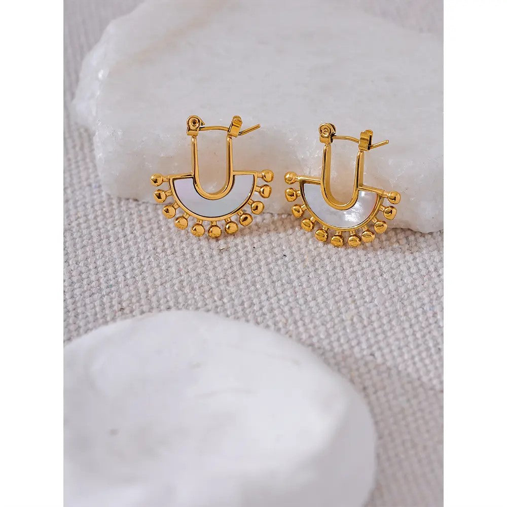 18K Gold Plated Shell-Fan Earring