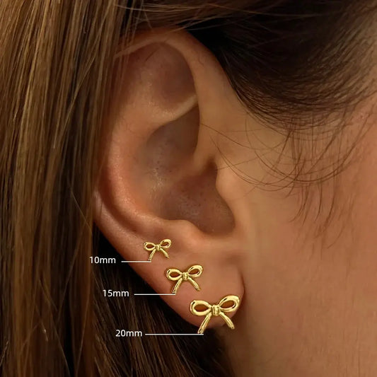 18K Gold Plated Bowknot Stud Earrings