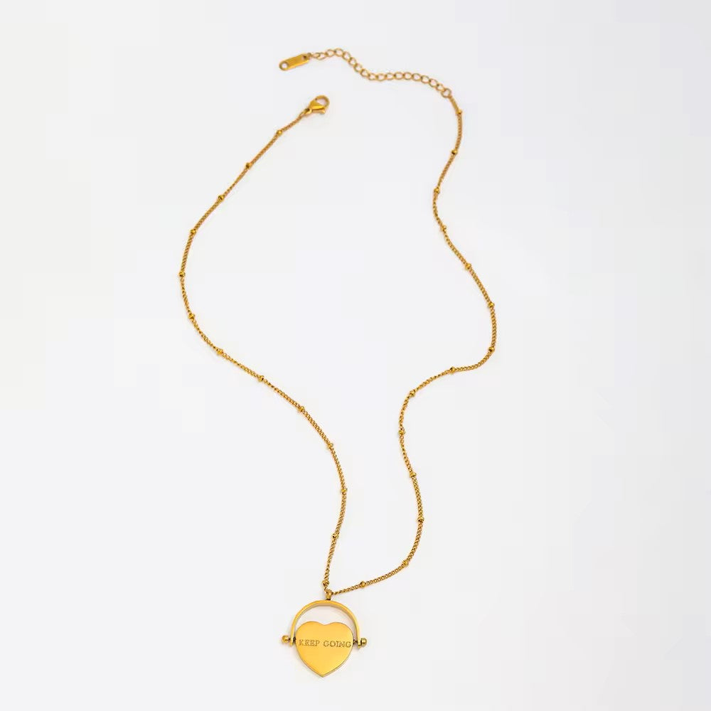 18K Gold Plated Keep Going Heart Pendant Necklace