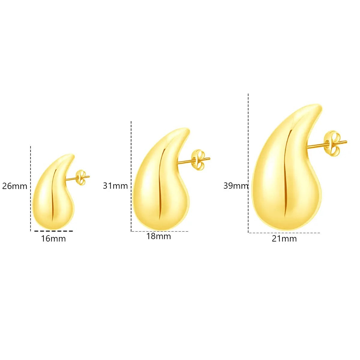 18K Gold Plated Hollow Water Drop Stud