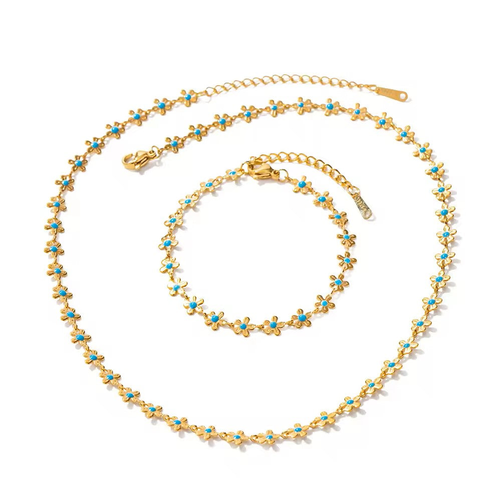 18K Gold Plated Retro Flower Link Bracelet