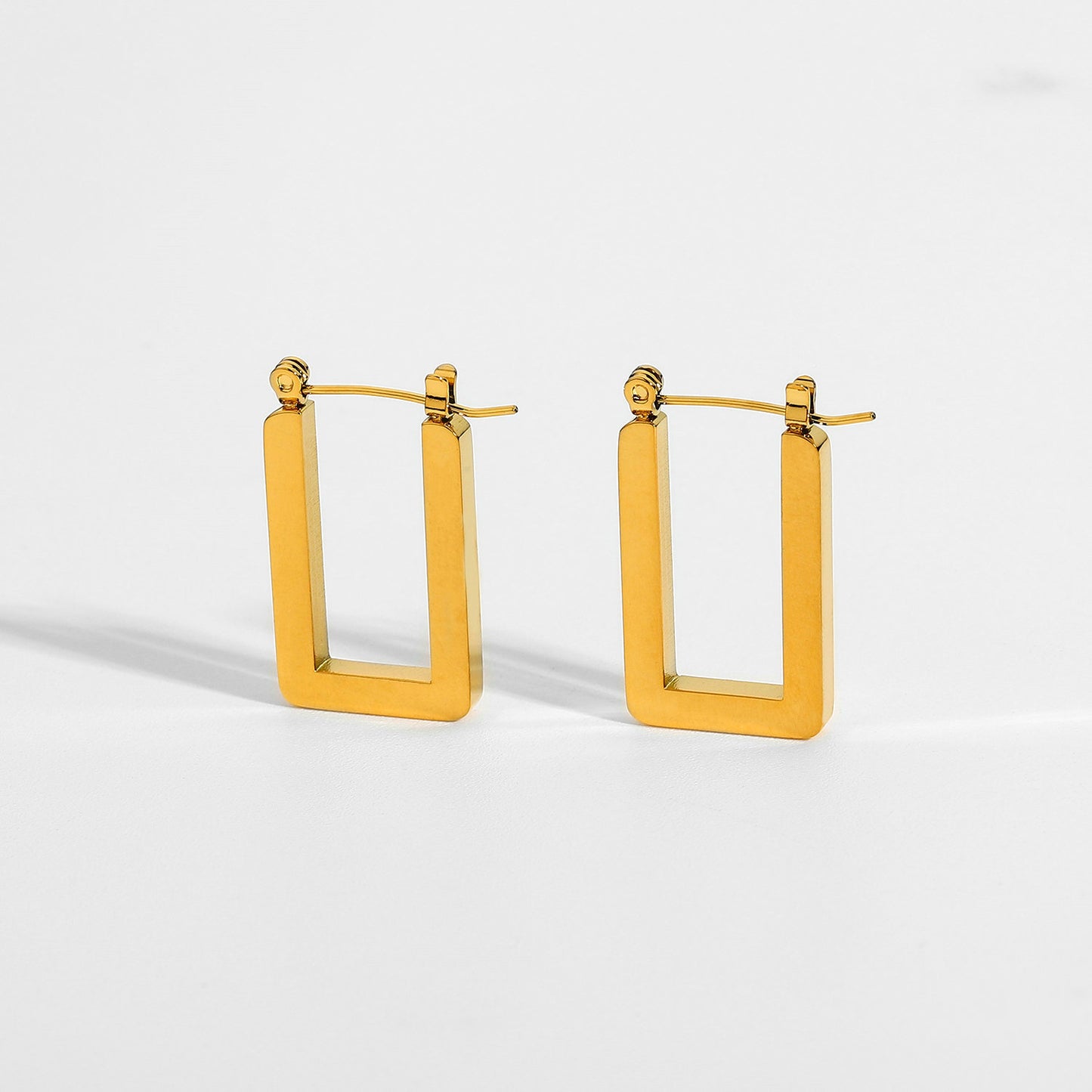 18K Gold Plated Geometric Square U Shape Hoop Earrings