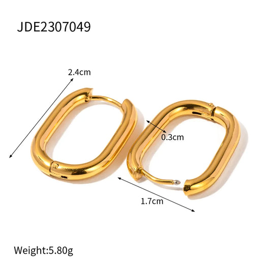 18K Gold OVAL Hoop Earring