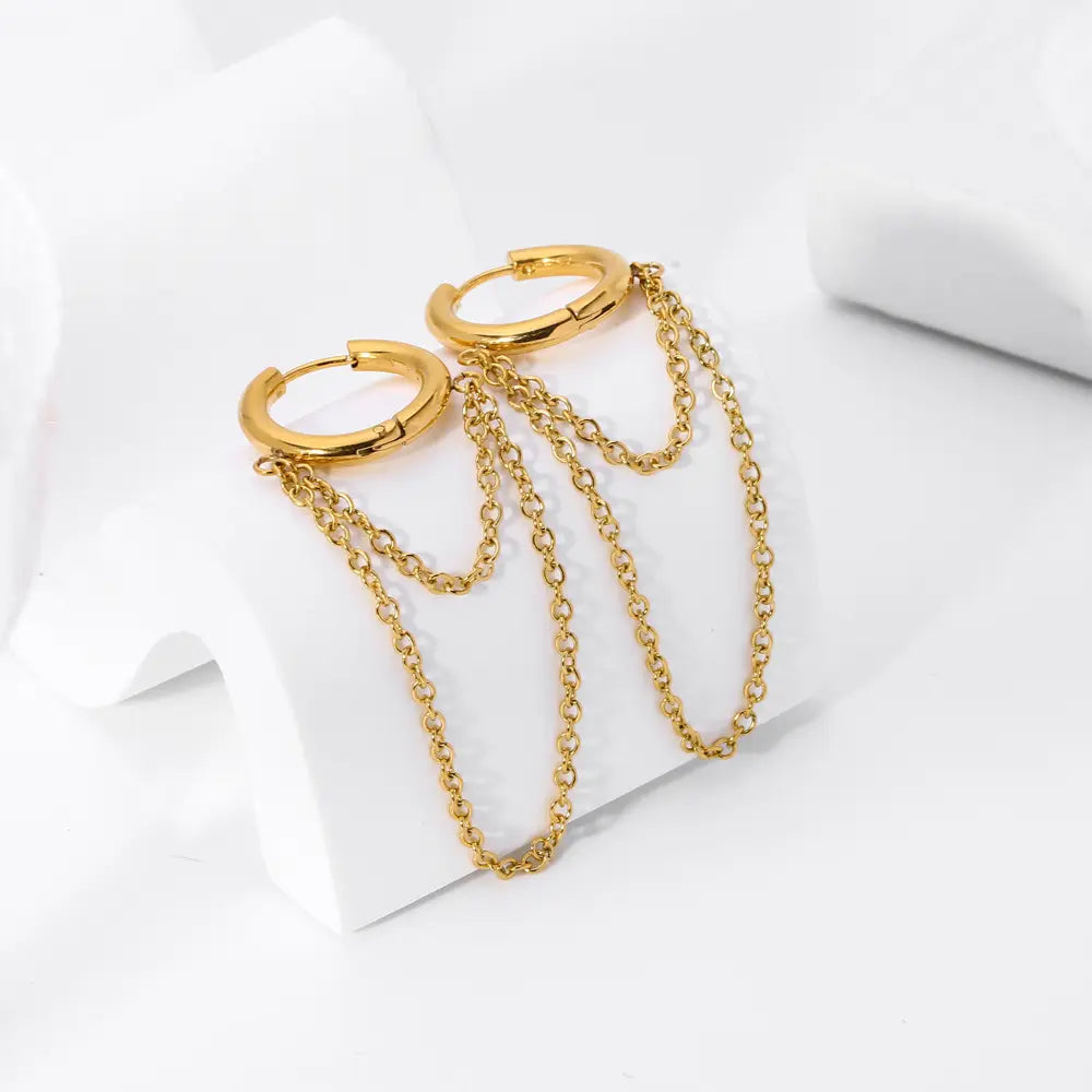 18K Gold Plated Punk Chain Tassel Earrings