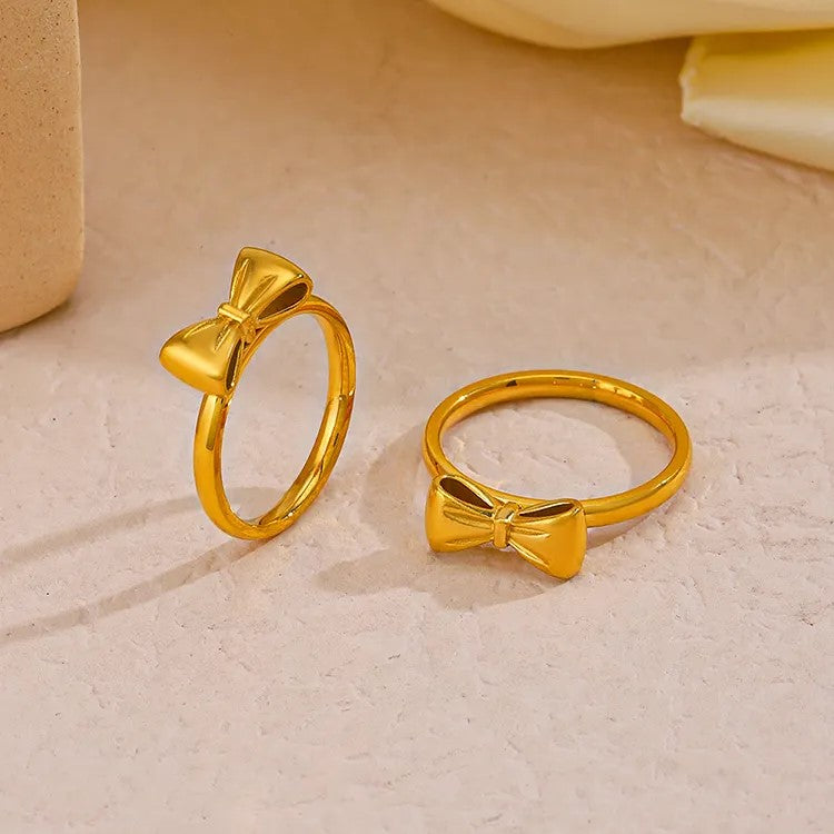 18K Gold Plate Minimalist Bow Ring