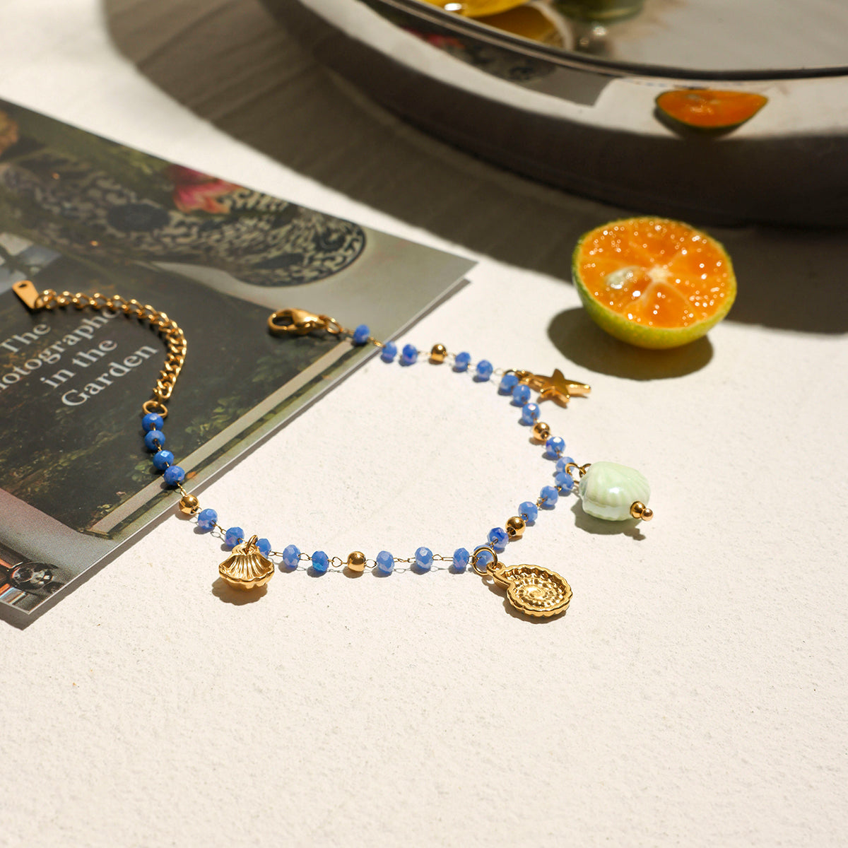 18K Gold Plated Lavender Bead Ocean Bracelet