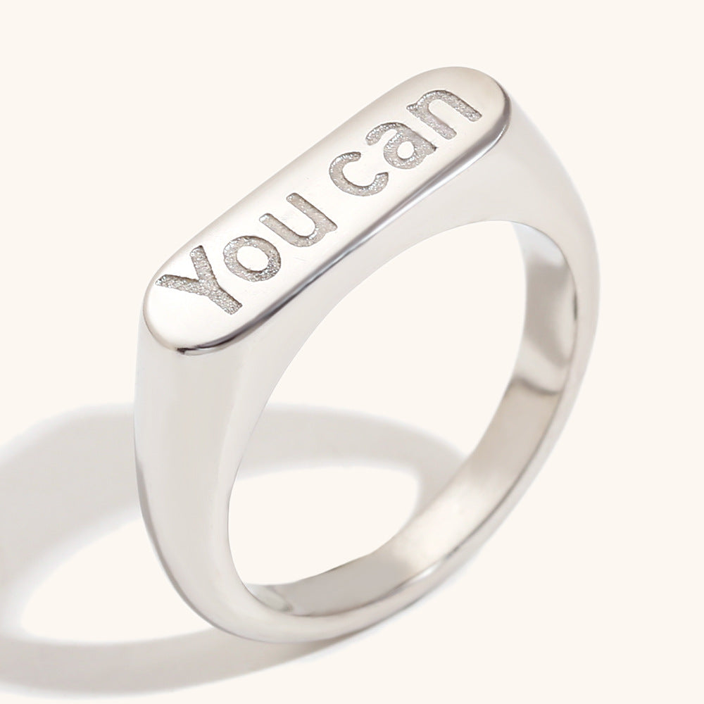 18K Gold Plated YOU CAN Signet Ring