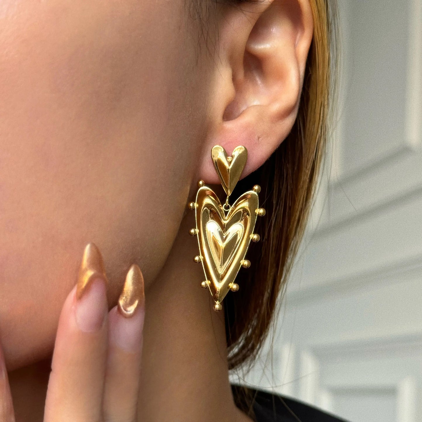 18K Gold Plated Medieval Heart Earrings