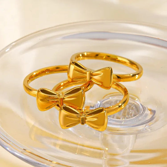 18K Gold Plate Minimalist Bow Ring