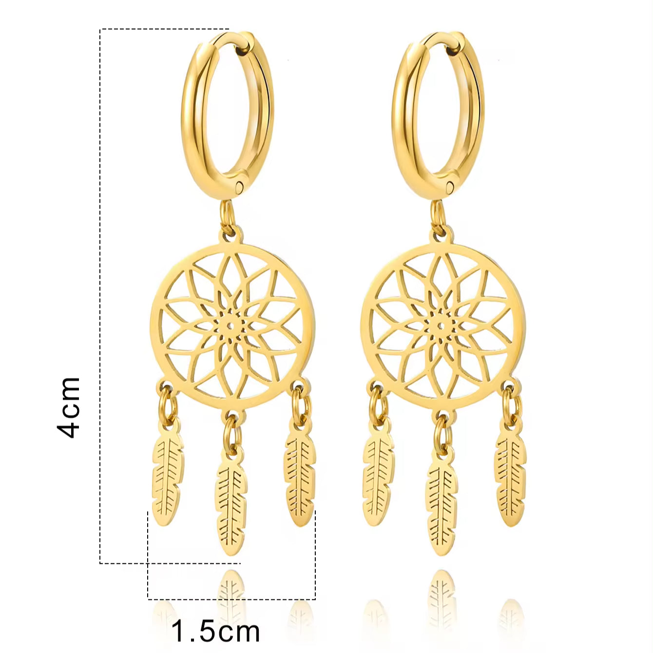 18K Gold Plated Dream-Catcher Pendant Earrings