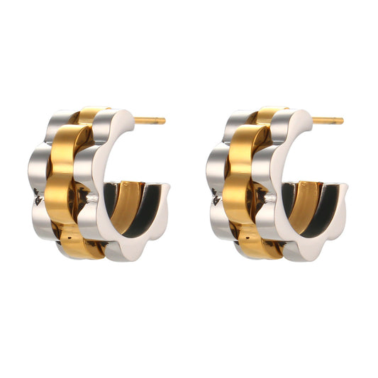 18K Gold Plated Watchband Stud Earring