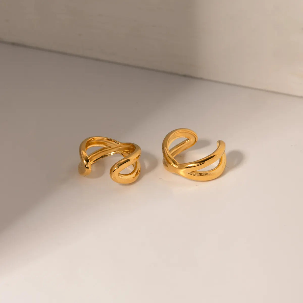 18K Gold Plated Cross Cuff Earring (single)