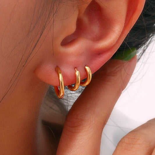 18K Gold Plated Tiny Sleeper Hoops