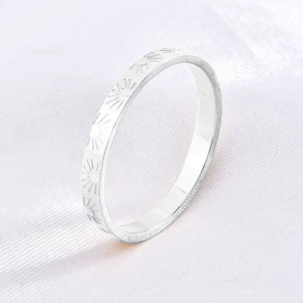 18K Gold Plated Sun Engraved Pattern Band