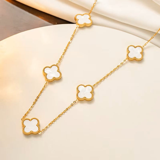 18K Gold Plated Multi Pendant Clover Necklace