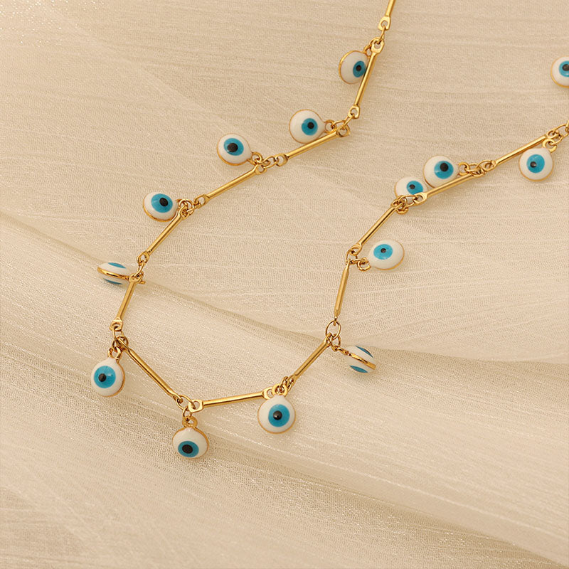 18K Gold Pated Turkish Eye Choker Necklace