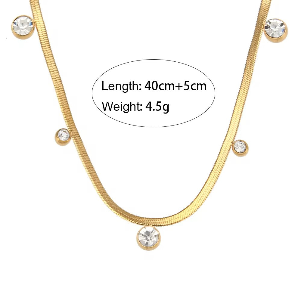 18K Gold Plated ZC Charm Snake Chain Choker Necklace