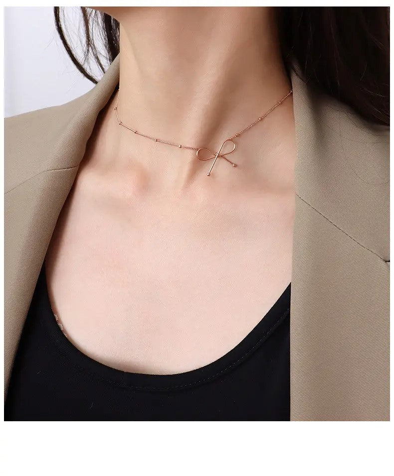 18K Gold Plated Clip Bow Necklace