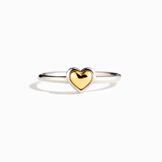 295 Sterling Silver Gold Heart Ring
