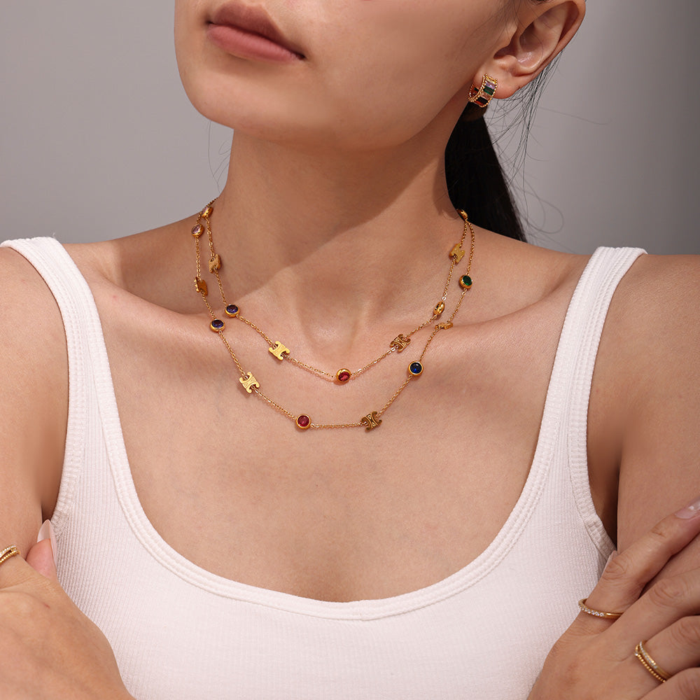 18K Gold Plated Double C Colour Necklace