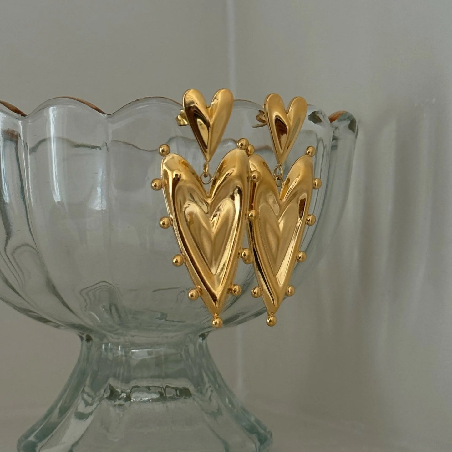 18K Gold Plated Medieval Heart Earrings