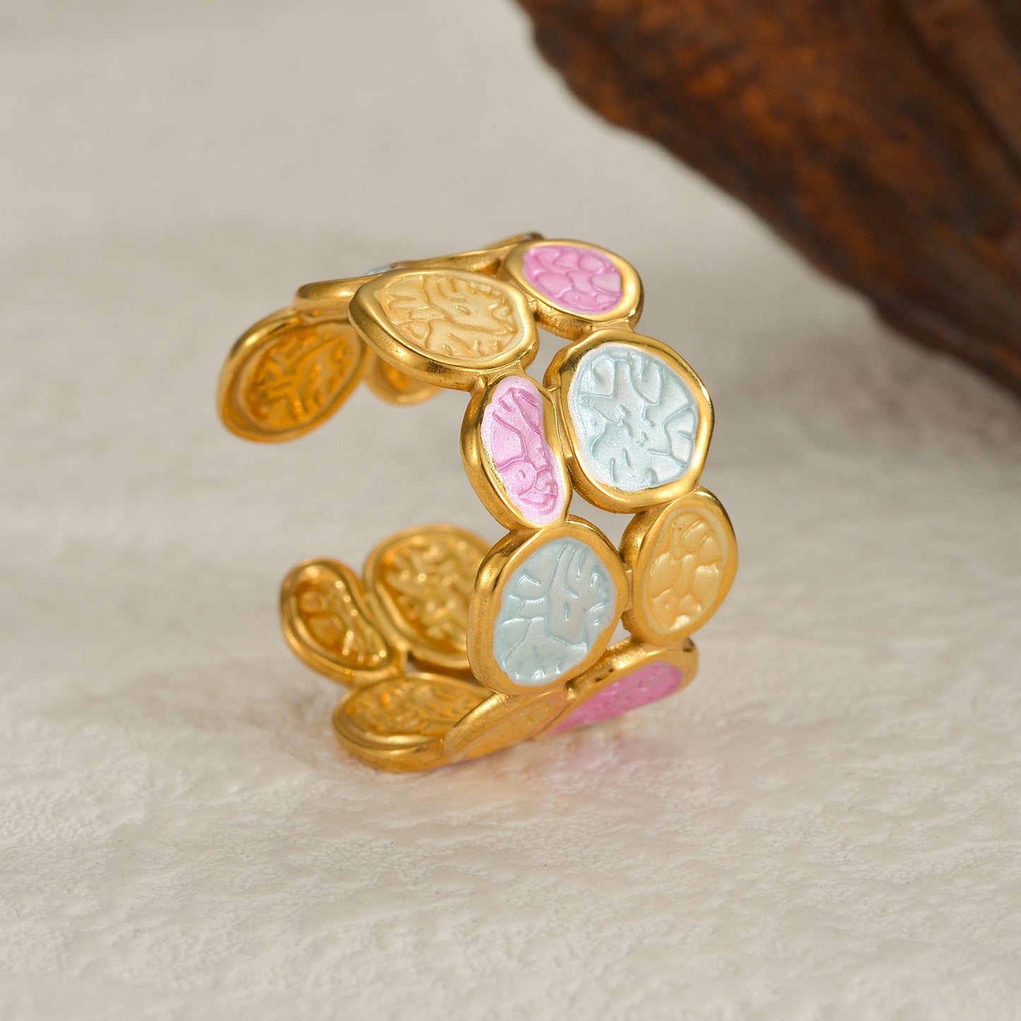 18K Gold Plated Enamel Circle Rings