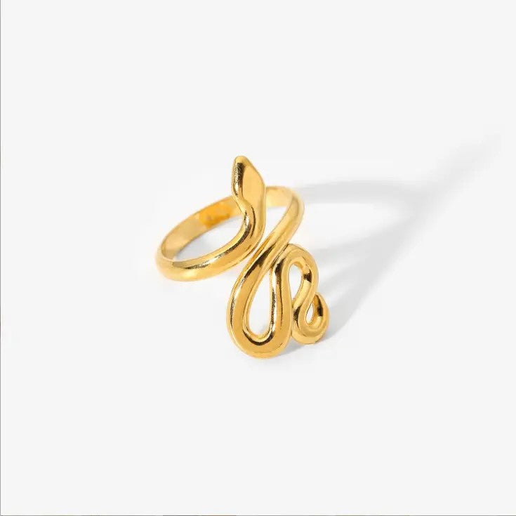 18K Gold Plated Smooth Snake Ring (Adjustable)