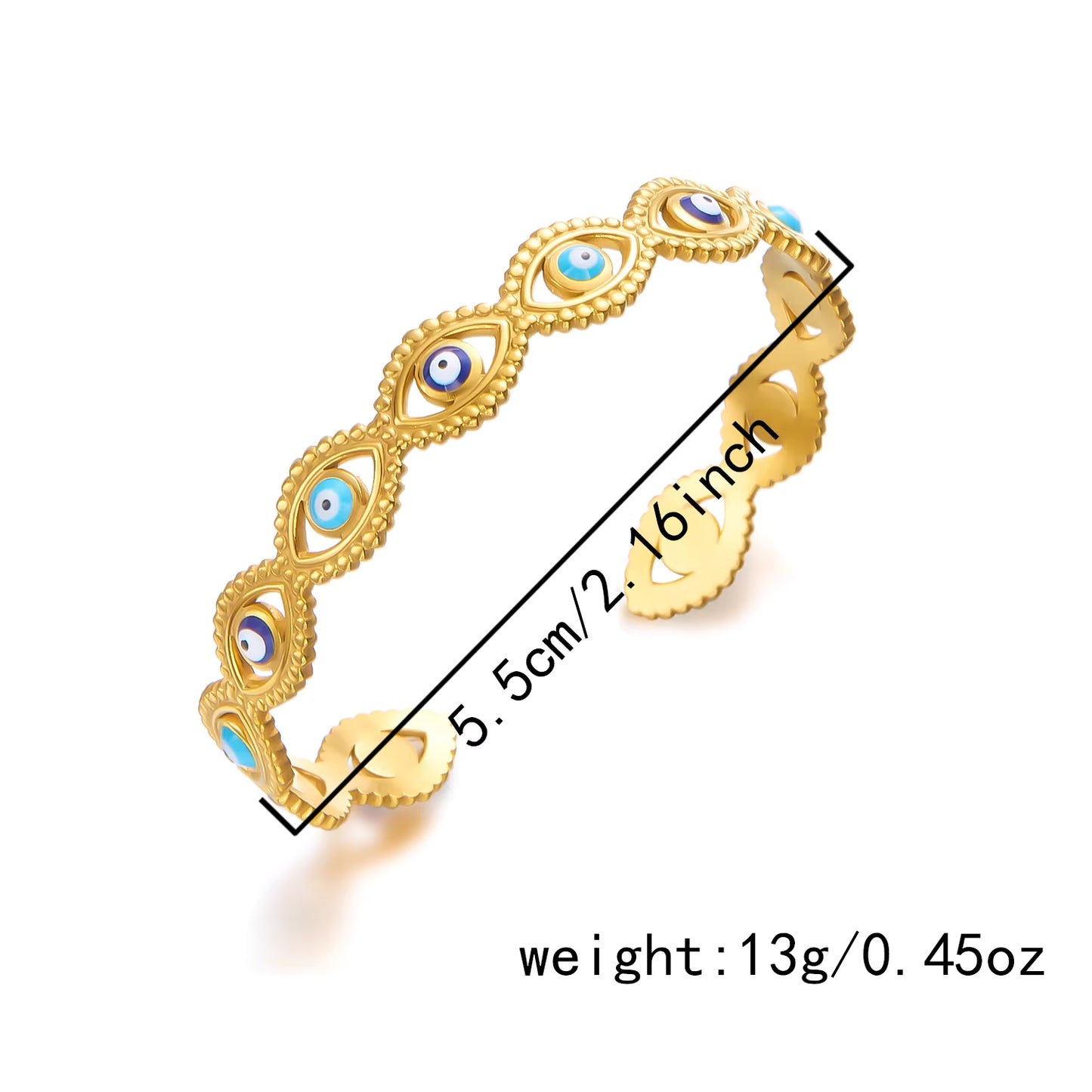 18K Gold Plated Evil Eye Cuff Bangle