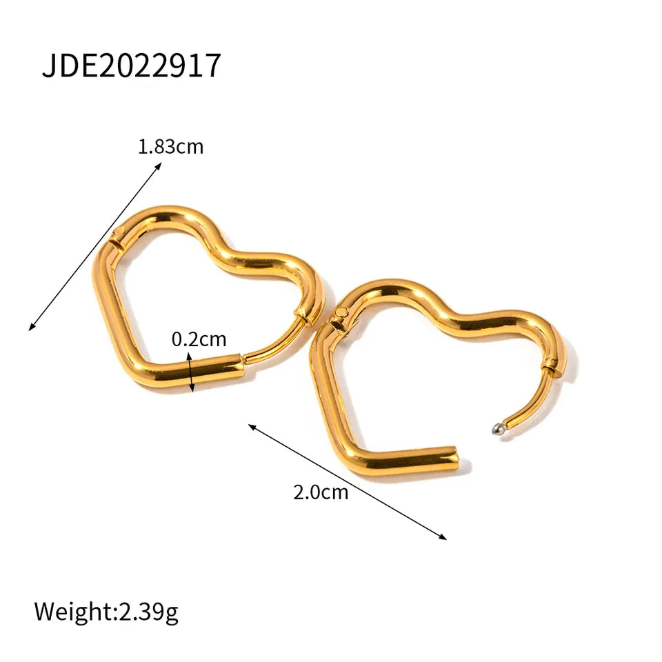 18K Gold Plated HEART Hoop Earring