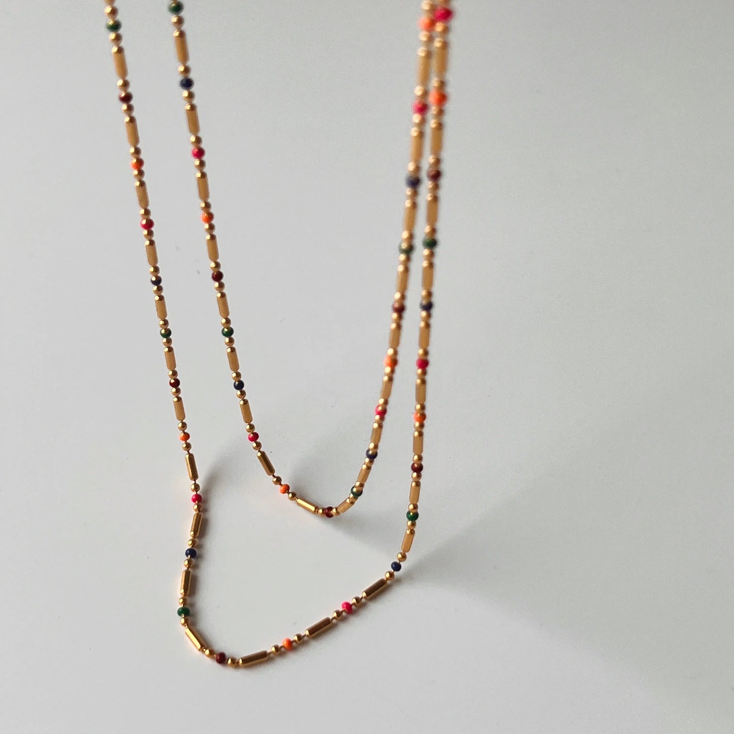 18k Gold Plated Colourful Boho Bead Necklace