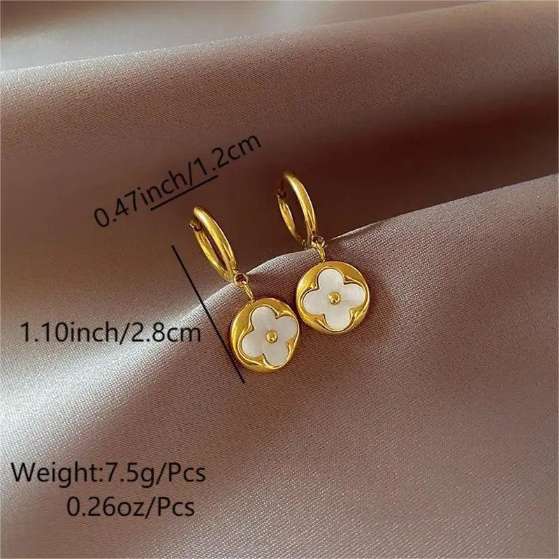 18K Gold Plated Mother Of Pearl Pendant Earrings
