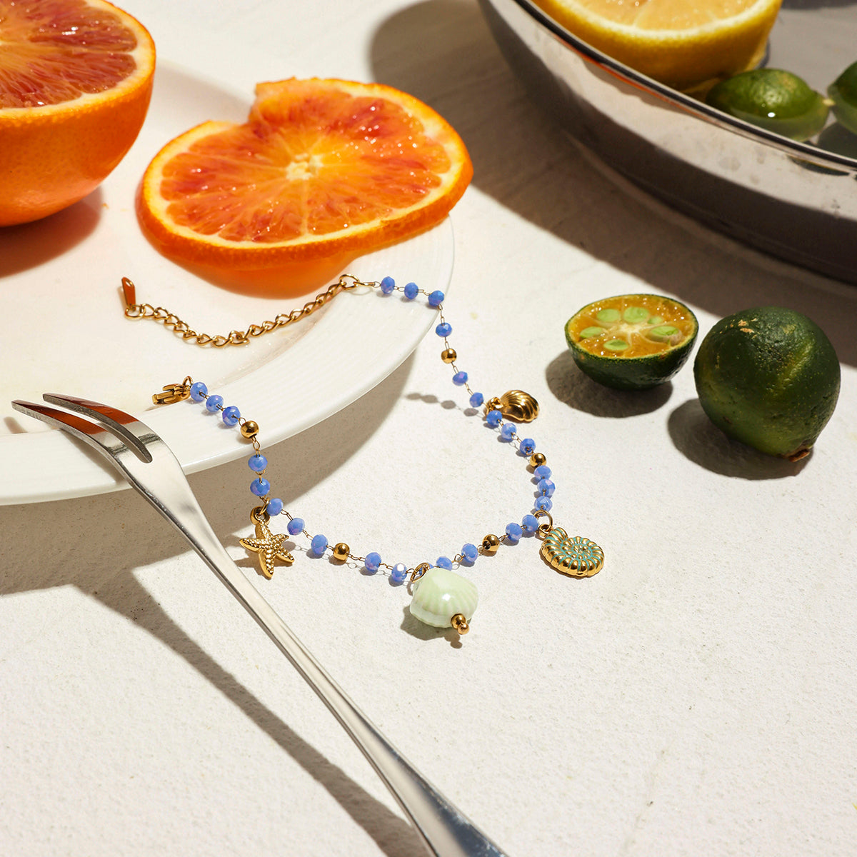 18K Gold Plated Lavender Bead Ocean Bracelet