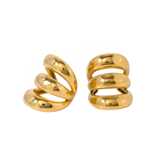 18K Gold Plated Three-Layer Cuff Earring (SINGLES)