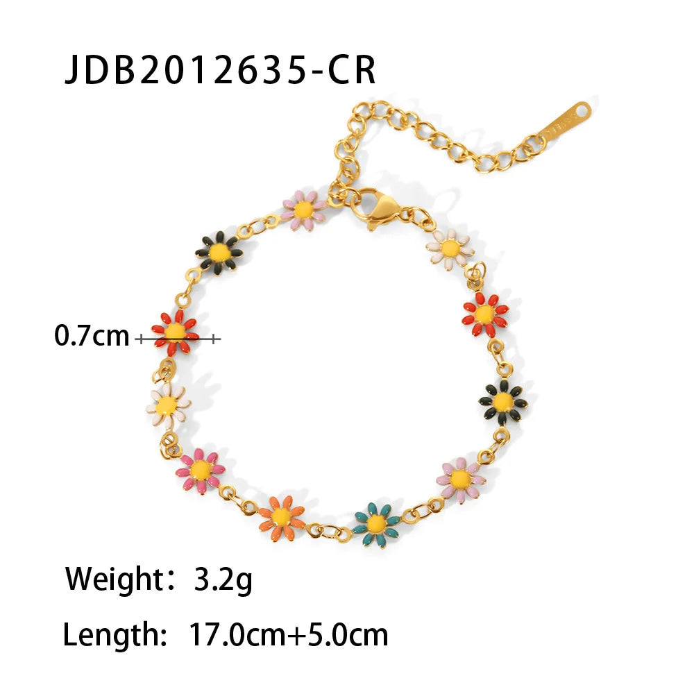 18K Gold Plated Colorful Daisy Bracelet
