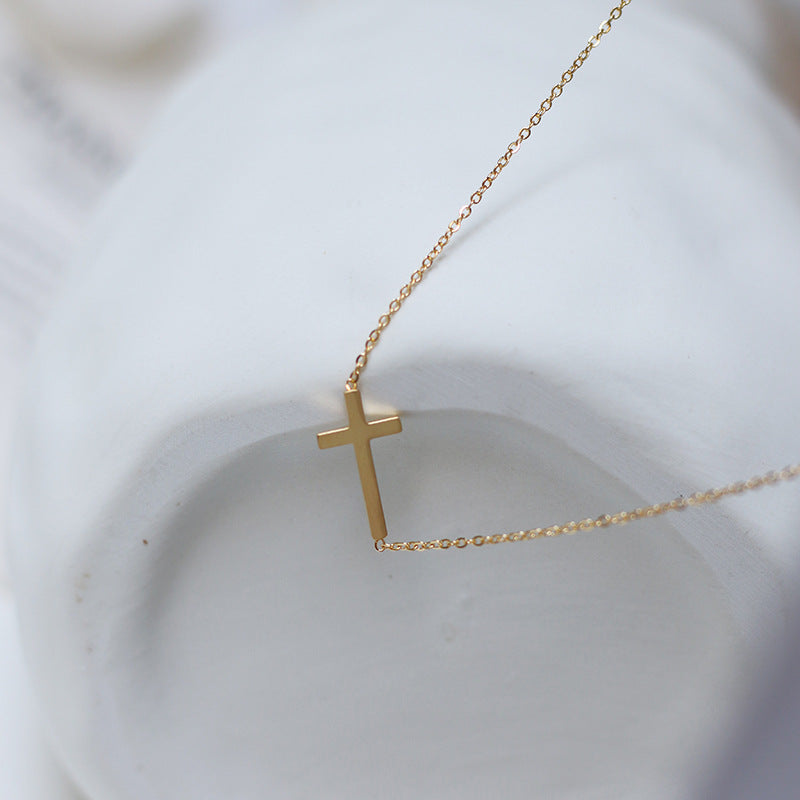 18K Gold Plated Minimalist Dainty Cross Necklace