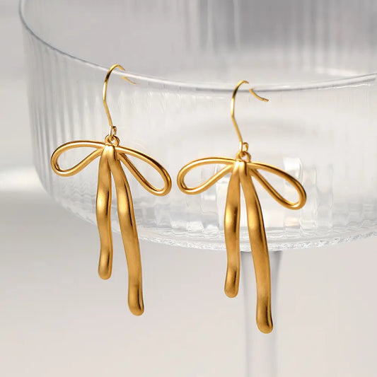 18K Gold Plated Bow-Knot Drop Earrings